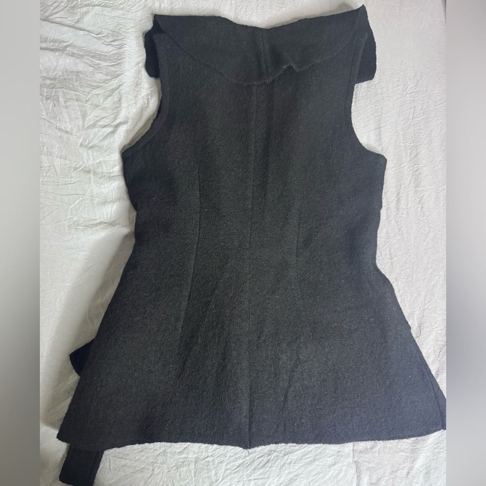 Marisa Christina Vintage Black Wool Blend Ruffle Romantic Vest Size S - Picture 4 of 7